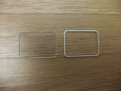 RECTANGLE FLAT GLASS - RND'D EDGES - .7 THICK - WITH WASHER - 17.7MM X 12.2MM - LS973