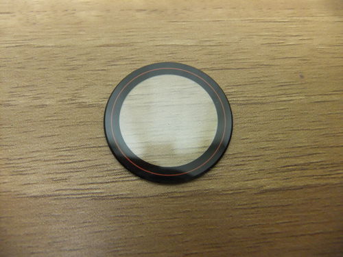 ROUND GLASS - BLACK BORDER WITH RED INNER LINE - 22.2MM